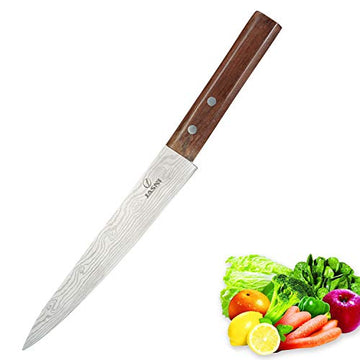 Slicing Carving Knife - Razor Sharp Sashimi Knife, 7.7 Inch Nonstick Sushi Knife, High Carbon Stainless Steel Kitchen Knife with Ergonomic Handle